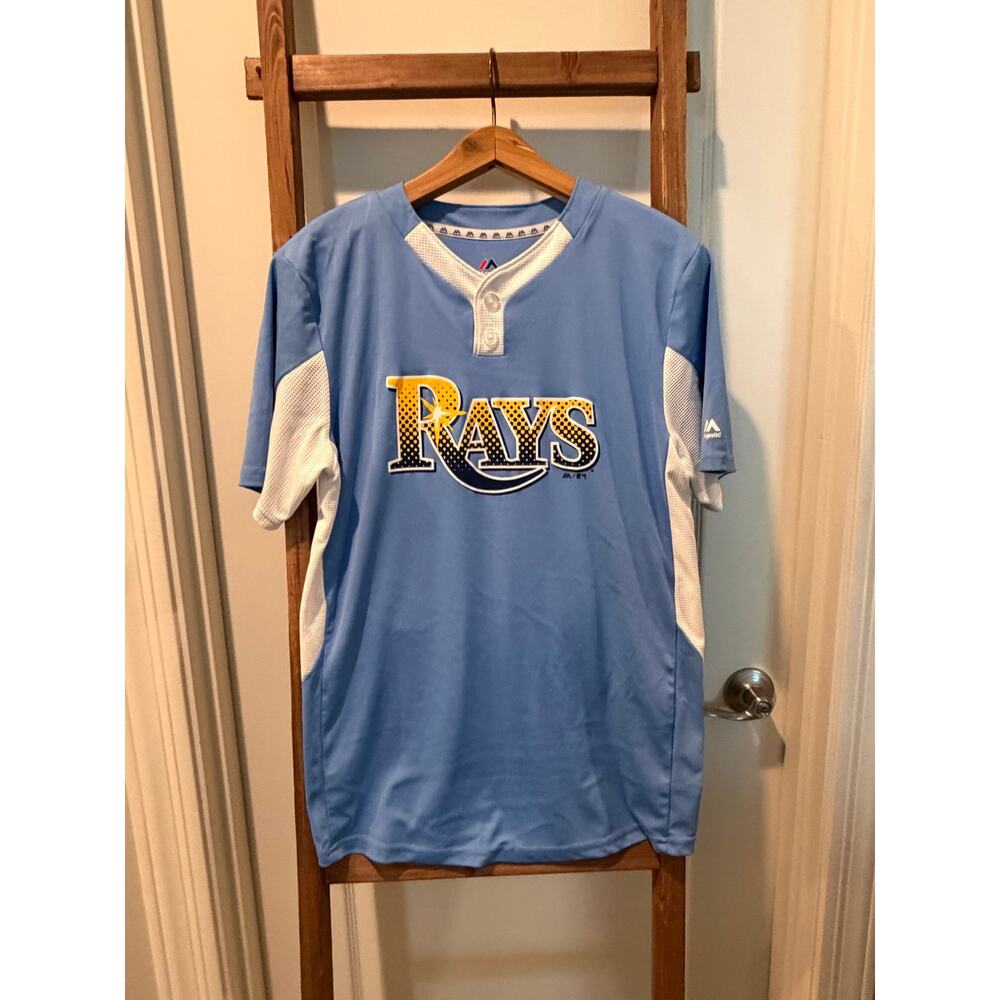 Majestic Tampa Bay Rays Youth XL Cool Base Jersey Shirt Blue MLB